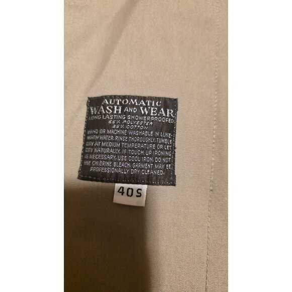 Glen Eagles Trench Coat Tan Collared Buttons Pockets Zip Liner Mens Size 40S Y2K - Picture 7 of 11